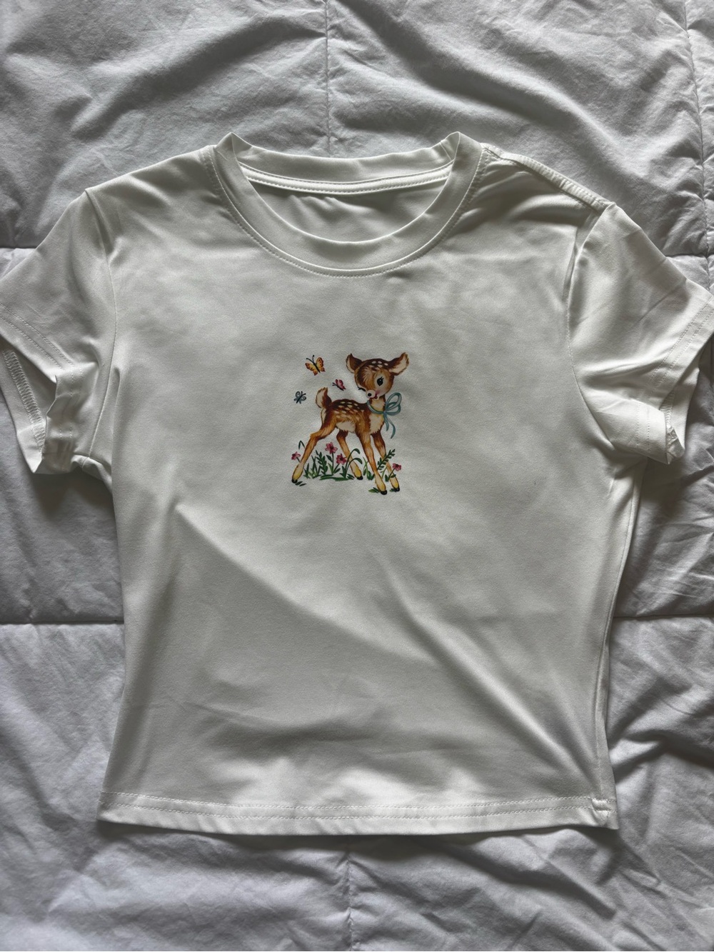 White Deer Baby Tee
